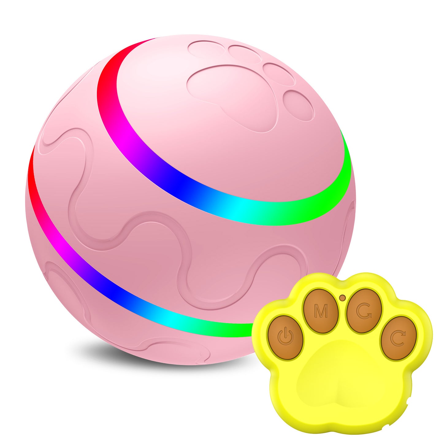 PawVenture Smart Cat Toy Ball – Self-Rotating, LED Light, USB Rechargeable