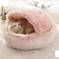 PawVenture 2‑in‑1 Plush Pet Winter Bed – Round, Reversible, All‑Seasons Comfort