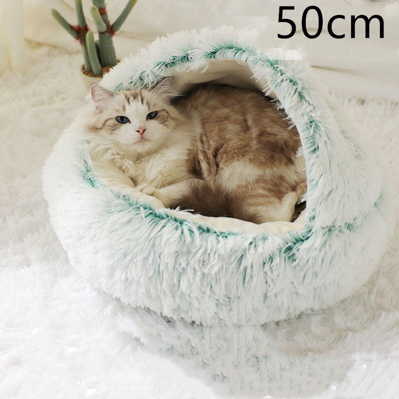 PawVenture 2‑in‑1 Plush Pet Winter Bed – Round, Reversible, All‑Seasons Comfort