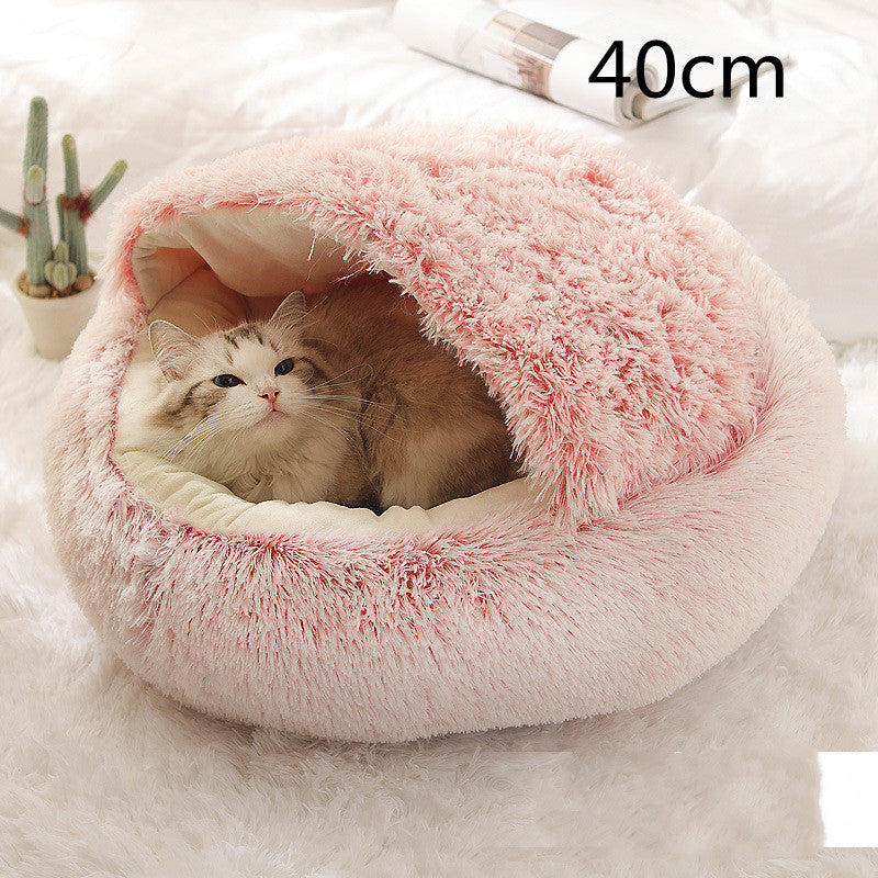 PawVenture 2‑in‑1 Plush Pet Winter Bed – Round, Reversible, All‑Seasons Comfort