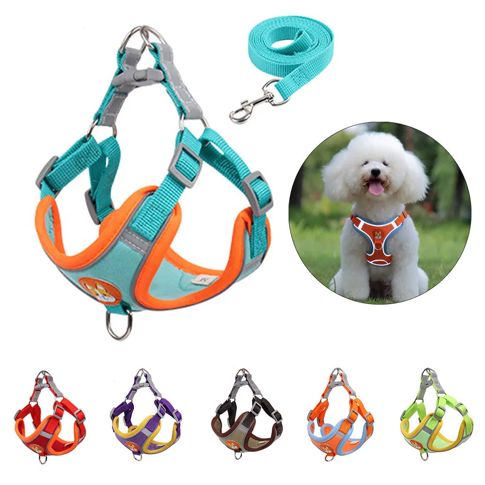 PawVenture Premium No-Pull Mesh Harness & Reflective Leash Set