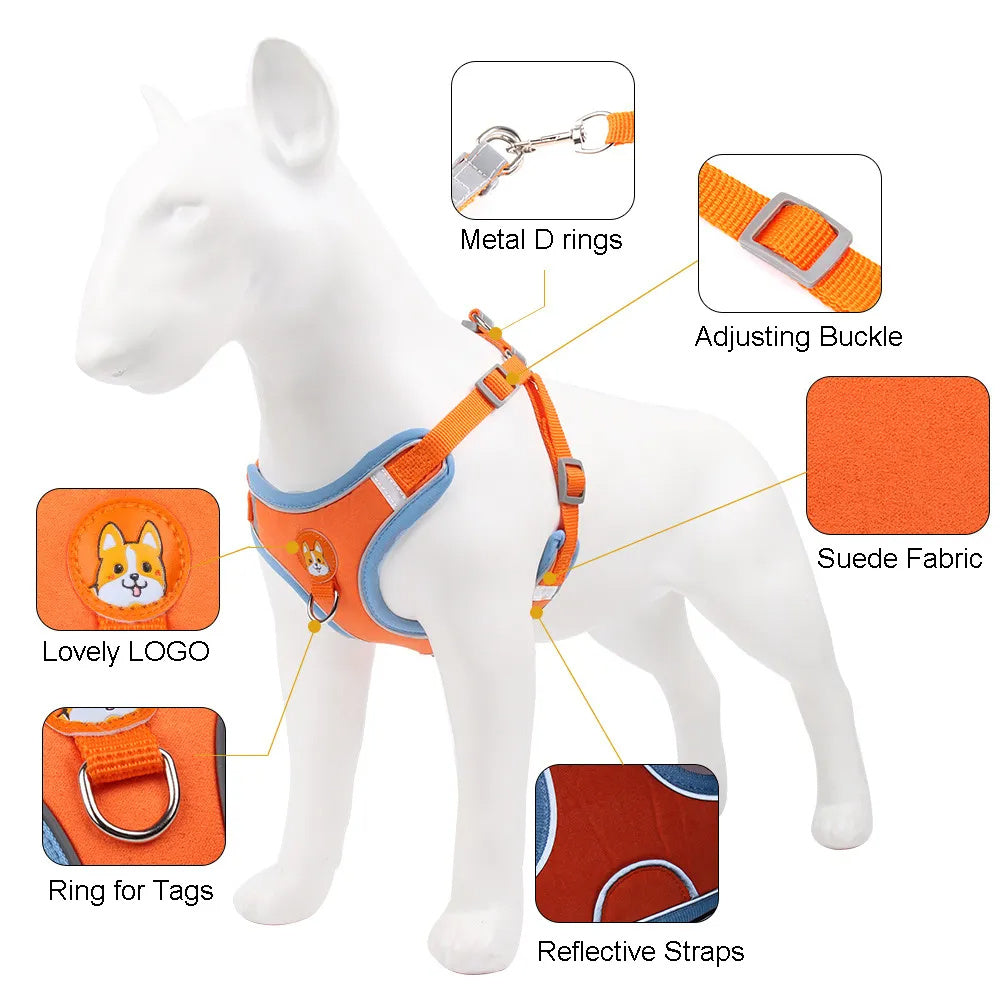 PawVenture Premium No-Pull Mesh Harness & Reflective Leash Set
