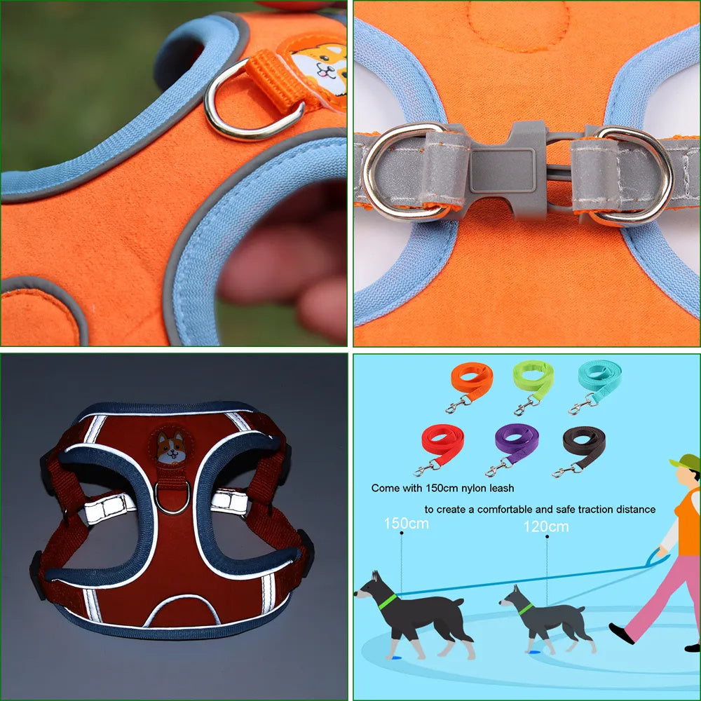 PawVenture Premium No-Pull Mesh Harness & Reflective Leash Set