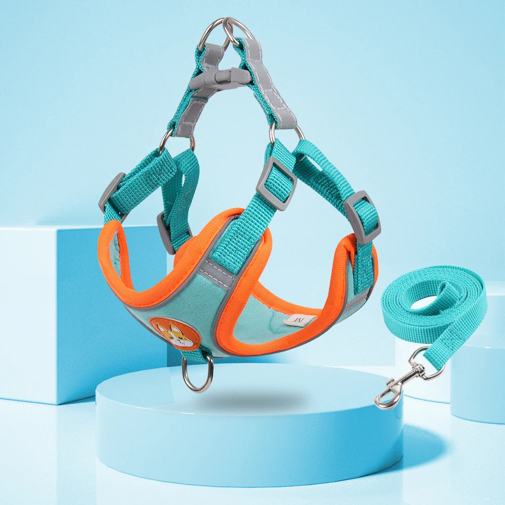 PawVenture Premium No-Pull Mesh Harness & Reflective Leash Set