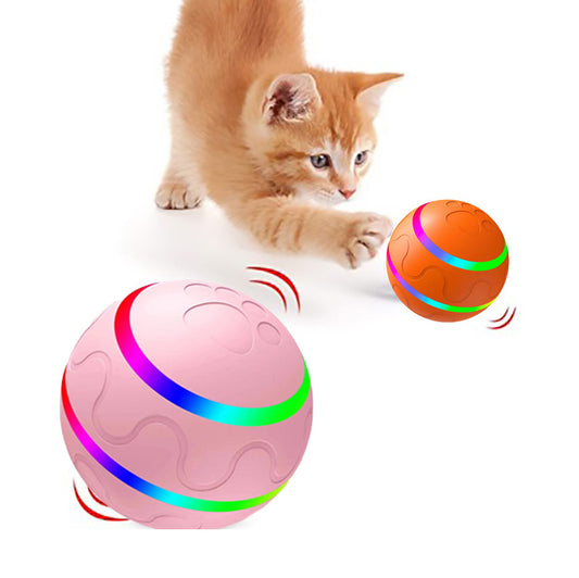 PawVenture Smart Cat Toy Ball – Self-Rotating, LED Light, USB Rechargeable