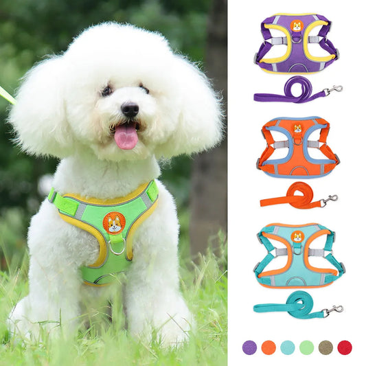 PawVenture Premium No-Pull Mesh Harness & Reflective Leash Set