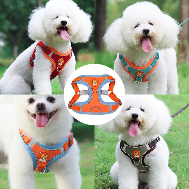 PawVenture Premium No-Pull Mesh Harness & Reflective Leash Set