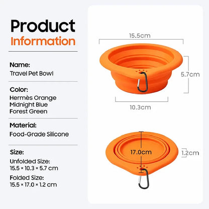 Collapsible Dog Bowl Food Silicone Pet Travel Bowl Portable Foldable Puppy Cat Water Feeder Outdoor Camping Dish with Carabiner
