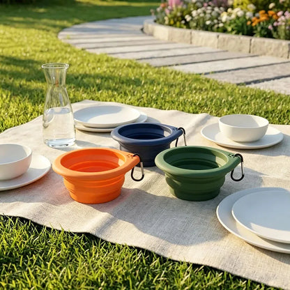 Collapsible Dog Bowl Food Silicone Pet Travel Bowl Portable Foldable Puppy Cat Water Feeder Outdoor Camping Dish with Carabiner